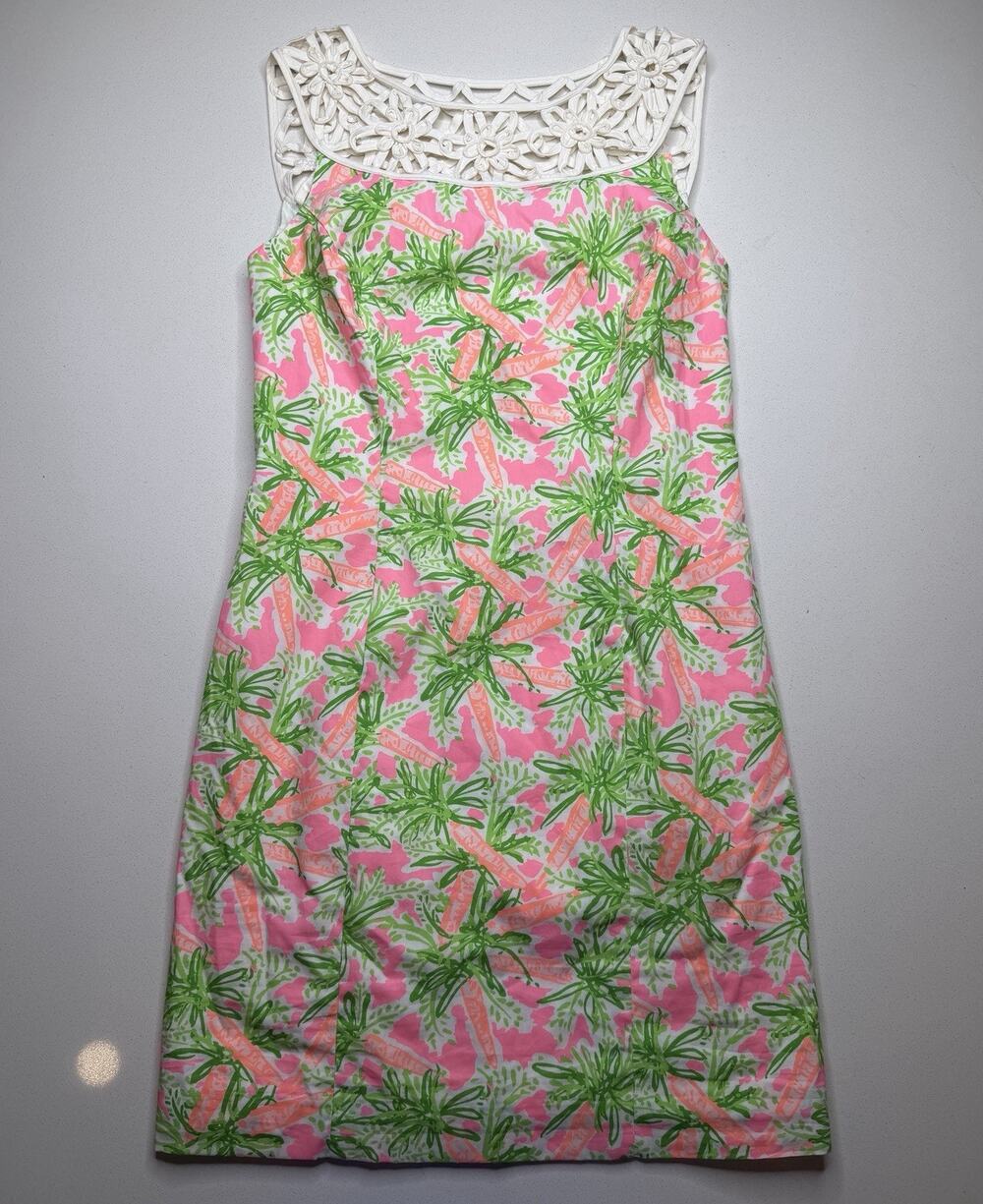 Lilly Pulitzer Size 0 Cotton Lacina Shift Easter Dress Nibbles Carrots Lattice
